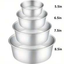 1pc/3pcs/4pcs Round Aluminum Cake Mold, Fixed Bottom, Heat-Resistant, Non-Stick, Easy To Clean, Suitable For Birthday Baking, Manual Cake Mold, Applicable For Holiday Baking Tools - Multicolor - View 11