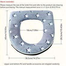 1 pièce/2 pièces Housse de siège de toilette en peluche super douce et qui brille dans le noir avec motif étoile - Luxueuse, amovible et bien ajustée avec fermeture éclair - Coussin et anneau de salle de bain confortable nécessaire. Accessoires de fermeture éclair et de poignée en PU expédiés aléatoirement - Convient pour la maison, la housse de siège de toilette d'hôtel, coussin de siège de toilette épaissi pour l'hiver - Lavable, respirant, tissu hypoallergénique, ajusté, anti-peluchage, chaud, accessoire de salle de bain pour les 4 saisons, décoration de salle de bain pour Noël/Nouvel An