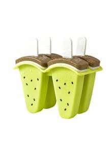 西瓜硅胶冰棒模具，4/6 果冻冰棒制作器带盖，水果形冰淇淋模具，DIY 自制冰棒，适合家庭使用，塑料，硅胶材质