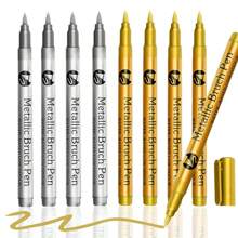 12 piezas Marcadores de color metálico, punta suave y dura, bolígrafos marcadores permanentes resistentes al agua y de secado rápido, bolígrafos para pintar neumáticos, bolígrafos para grafiti, juego de pinceles para pintura artística, útiles escolares, de vuelta a la escuela