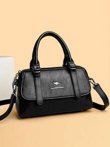 高品质女士休闲钱包和手提包套装，奢华设计师PU皮革单肩包，时尚女士斜挎包 - 黑色 - 查看 2