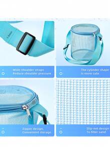 Personalized Seashell Zipper Mesh Beach Bag,Summer Pool Accessories With Name ,Custom Kids Sea Shell Bags,Mesh Shoulder Bags