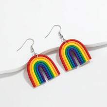 2pcs Bohemian Polymer Clay Rainbow Earrings, Suitable Gift For Pride Month - Multicolor - View 2