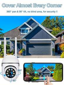 1/2/4pcs 1080p HD Smart Home Camera - All-Weather Color Night Vision, Pan/Tilt/Zoom, Bidirectional Audio, Pet Monitor With Movement Alerts - Wireless Indoor/Outdoor Security Cam.Christmas/Gifts/New Year's Day - White - View 4