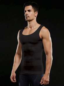 2pcs Men's Seamless Breathable Slimming Compression Undershirt Tank Top For Multiple Occasions
