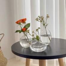 1 pieza de Jarrón de cristal de flor transparente - Jarrones vintage hechos a mano para una sola rosa, centro de mesa para bodas, decoración para despedida de soltera, decoración minimalista del hogar, decoración de mesa (Decoración estética de sobremesa en miniatura)