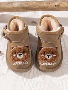 1 Pair Cartoon Snow Boots Warm Thick Winter Boots For Infant/Toddler Boys And Girls - Khaki - View 4