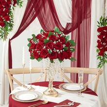 100 Pcs  Artificial Roses In Bulk, Fake Velvet Silk Burgundy Roses Realistic Red Roses For Wedding Centerpieces Flower Arrangement Home Decor (100, Burgundy) - Burgundy - View 3