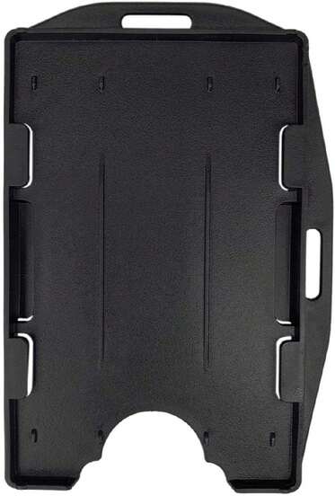 10 Pack Black Hard Plastic Open Face Id Card Badge Holder Horizontal And Vertical Dual-Use Double Sided Hold 2 Cards