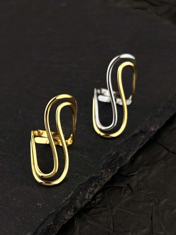 1pc 18K Gold Plated Unique Fashionable Versatile Stainless Steel Adjustable Ring For Men, Suitable For Party/Gift-Giving
