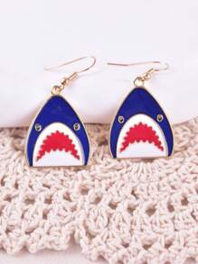 1 par de pendientes con diseño de tiburón lindo para mujeres, decoración de joyería para fiestas