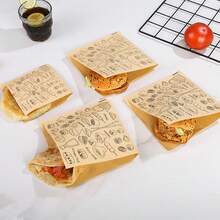 50个三明治面包袋汉堡三角外卖袋煎饼扁面包防油纸袋外卖袋