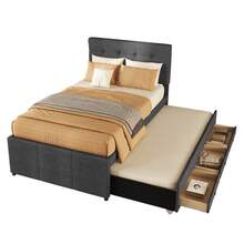 Bed Frames - Gray + Linen + 90cm*200cm - View 8