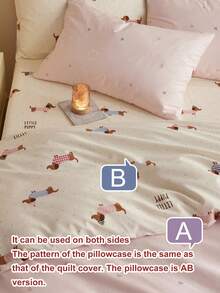 2/3 件套 Little Love、腊肠犬小狗、床上用品、清新温暖的情人节女孩印花、透气、超柔软、适合双人全尺寸大床、适合所有季节、家居装饰、礼物、可机洗磨毛被套三件套、单人床全尺寸大号双人床