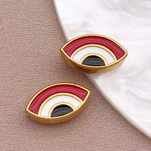 2pcs Fashion Enamel Stainless Steel Devil Eye Spacer Beads Charm High Quality Gold Plated Eye Spacer Beads Jewelry Findings For Necklaces, Bracelets, Earrings, Jewelry Making And DIY Crafts