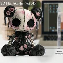 2D Flat 0.3cm Thick Gothic Horror Doll Acrylic Desktop Decoration - Dark Bohemian Style With Skeleton Face, Sewn Eyes And Lace Skirt, Halloween Christmas Bar Cafe Decor, Unique Friend Gift, 2D Flat Design, Halloween Home Decor, Shocking Aesthetics, Exquisite Craftsmanship, Alternative Ornament
