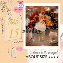 Mirror Arch-Shaped Table Number With Stand, Printed With Table Numbers 1-20, Suitable For Wedding Banquet, Events, Parties, And Restaurants