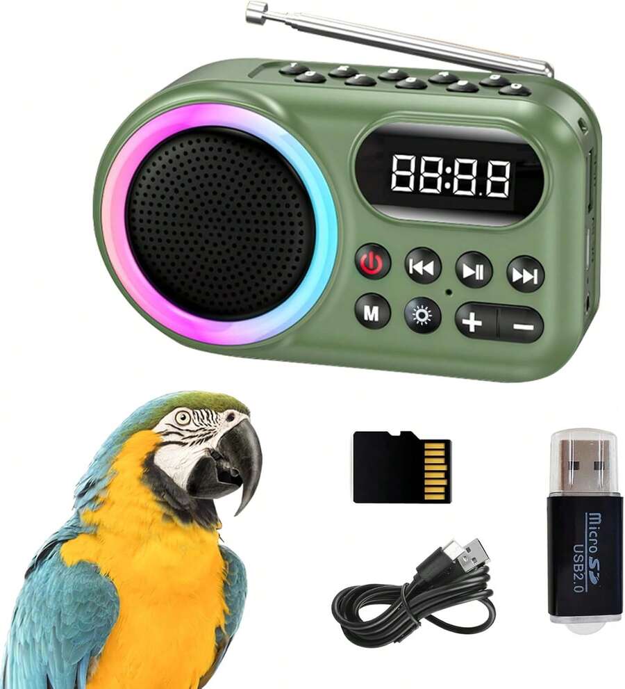 LUKHMELF Bird Toys,Parrot Learning Machine,Talking Parrot Toy,Teach Talking, Whistling, And Singing And You Can Rrd It Yourself,Bird Training Toys For African Grey,Macaws,And Other Bird Species. - 黑色 - 查看 1