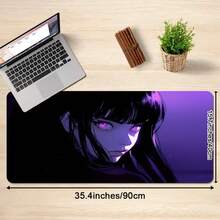 1pc Anime Purple Girl Mouse Pad, Oversized High-Quality Rubber Keyboard Mat, Non-Slip Durable Desk Pad With Precision Stitching, HD Colorful Gaming Mousepad For Desktop, Study & Office Decor, Ideal Gift