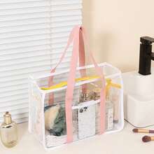 大容量透明手提包带斜挎带，防水防沙透明包，沙滩运动野餐零食透明钱包女士洗漱用品收纳袋，多功能，可站立，易于使用，防水，轻便，方便 - 彩色 - 查看 10