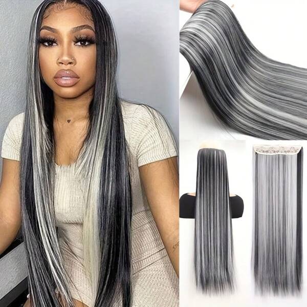 Synthetic 36-Inch Extra-Long Straight Clip-In Hair Extension, Suitable For Women To Wear, Perfect For Carnival.