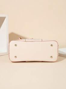 Conjunto Elegante de 3 Peças de Bolsas de Moda Feminina com Bordado - Estampa Geométrica Elegante, Bolsa de Couro Sintético e Carteira Tipo Clutch com Lenço