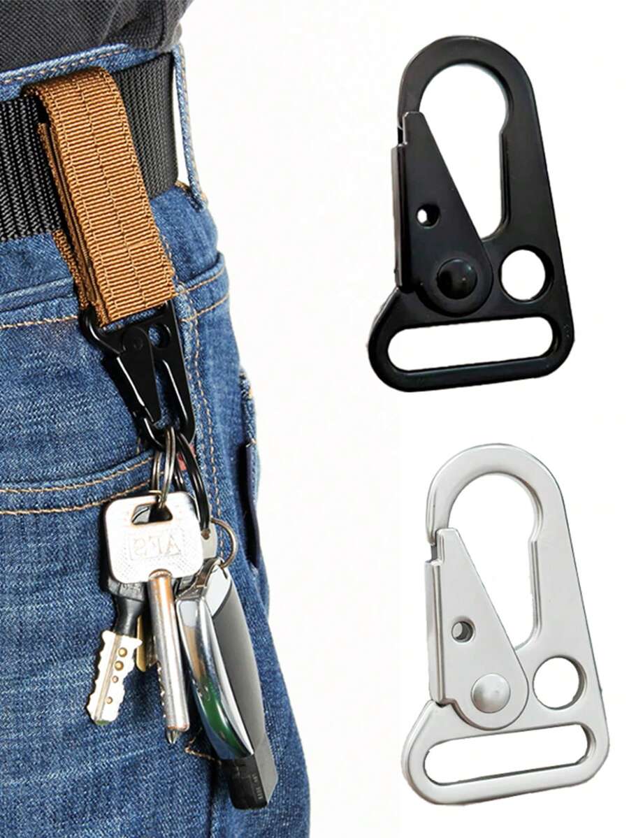 2 件战术金属扣、钩式吊带夹、弹簧门钩、皮带扣、钥匙链、快速释放登山扣、钩配件汽车配件可爱哥特 Y2k