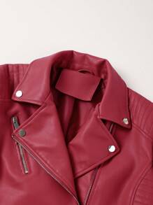 Giolshon Women's Plus Size Street - Style Faux Leather Moto Jacket - Short PU Coat With Lining & Pockets, Casual Edgy Urban Wear