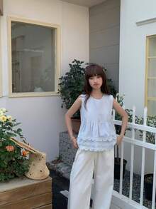 Dopamine Sleeveless Crop Top For Petites, Bright & Sunny - Baby Blue - View 4