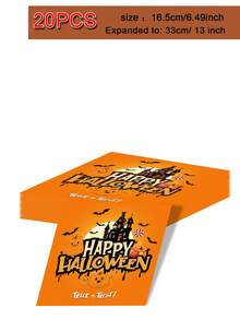 50pcs Halloween Theme Paper Plates, Cups And Napkins, Birthday Party Decorations, Happy Halloween, Pumpkin Bat, Castle Elements, 7 Inch Party Dessert Plates, 9 Inch Dinner Plates And 9oz Paper Cups, Napkins, Halloween Party Supplies - Multicolor - View 8
