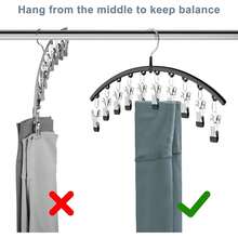 Legging Organizer For Closet, Metal Yoga Pants Hangers 2 Pack W/10 Clips Holds 20 Leggings, Space Saving Hanging Closet Organizer W/Rubber Coated Closet Organizers And Storage, Black - 黑色 - 查看 4