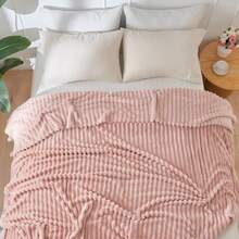 Super Soft King Blanket Pink Premium Silky Flannel Fleece 3D Ribbed Jacquard Lightweight Bed Blanket All Season Use (Pink Ribbed, King(90"X110")) - 粉紅色羅紋 - 查看 9