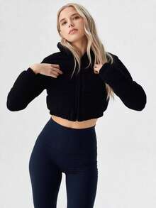 chamarra torera de peluche ideal para la temporada - Negro - Ver 3