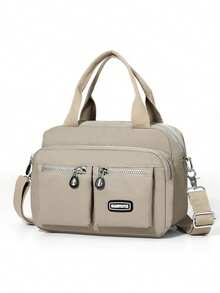 女士多口袋手提包，拉链背包，防水小尼龙单肩包，零钱包