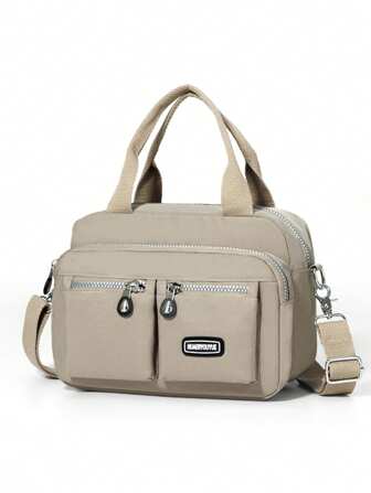 女士多口袋手提包，拉链背包，防水小尼龙单肩包，零钱包