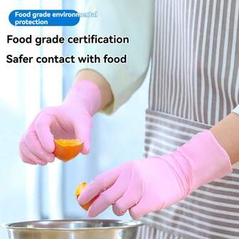 100 pezzi Guanti monouso in nitrile - Impermeabili, durevoli e leggeri, adatti per la pulizia domestica, la cura degli animali domestici, la tintura dei capelli - Senza piombo e senza alcol (taglia S/M/L), guanti per la pulizia multiuso, guanti per la pulizia alla moda, specifici per l'uso in cucina (rosa/blu)