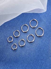 Set de 10 pares de pendientes de aro de plata para mujeres, pendientes de aro hipoalergénicos y ligeros de acero quirúrgico, aros pequeños y pequeños para niñas y hombres (8 mm, 10 mm, 12 mm, 14 mm, 16 mm)