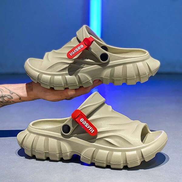 Men's Thick Sole Fashionable Sports Outdoor Slippers, Casual, Suitable For Driving, Home Use, Simple And Stylish, Summer