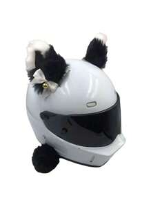 2 pièces Décoration de casque avec oreilles de chat et clochette dorée, oreilles en peluche pour casque, accessoires de casque de moto de ski, oreilles de chat pour casque, accessoire adhésif en peluche pour casque de vélo et de moto, décoration de casque pour Noël, Halloween, Jour des Morts