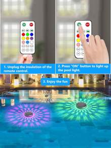 2 Stücke Solar aufladbare schwimmende Pool Leuchten, mit Fernbedienung, 9 Beleuchtungsarten, Zeitsteuerung, IPX7 wasserdicht, geeignet für Erdpool, Badezimmer, Badewannen, Schwimmbäder, Halloween, Hochzeitspartys