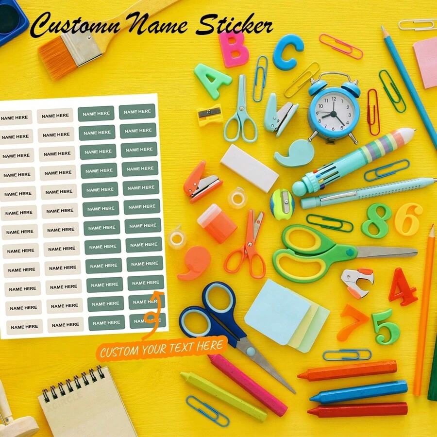 [Customized] 96/192/288/384pcs Personalized Labels, Customized Name Labels For School Supplies, Back To School, Lunch Boxes, Books, Pencils, Water Bottles, Toothbrush Stickers