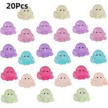 20pcs Luminous Mini Resin Octopus Figurines, Cute Octopus Glow In The Dark Decor For Aquarium, Toys, Garden, Home, DIY Crafts (Mixed Colors) - Multicolor - View 7