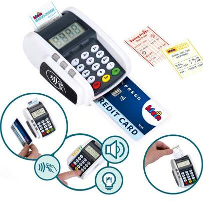 Betalterminalleksak med ljus och ljud - Ny medlem i leksakskassa, inkluderar kontaktlös betalning, pedagogisk leksak för barn att leka hus med, lämplig för åldrarna 3 och uppåt, batterier ingår ej