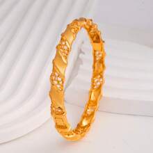 1pc Women Middle Eastern Fashion Open Bangle Bracelets, Elegant European & American Ladies Jewelry, Southeast Asian Bride Luxury Open Cuff Bracelet