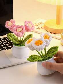 1 cái Hoa móc dễ thương nhỏ trong chậu, Hoa móc đan chậu cây, Cây trồng trong chậu móc, Hoa hướng dương nhân tạo, Chậu hoa hướng dương móc, Hoa hướng dương móc mini trong chậu, Trang trí chậu hoa, Hoa nhân tạo dệt tay hoàn thiện Trang trí chậu hoa hướng dương vĩnh cửu, Hoa lan chuông nhân tạo Hoa đan - Nhiều màu - Xem 3
