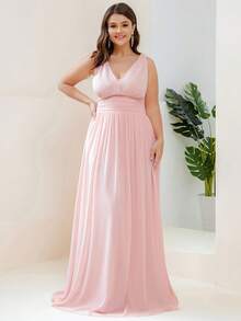 Sexy Backless High Waist Sleeveless Pink Bridesmaid Dress, Suitable For Spring Summer Wedding Guest Party Prom Vacation - Pink - View 4