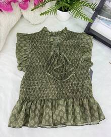 Women's Top With Prints, Casual Daily Wear, For The Summer Beach - xanh quân đội - Xem 3
