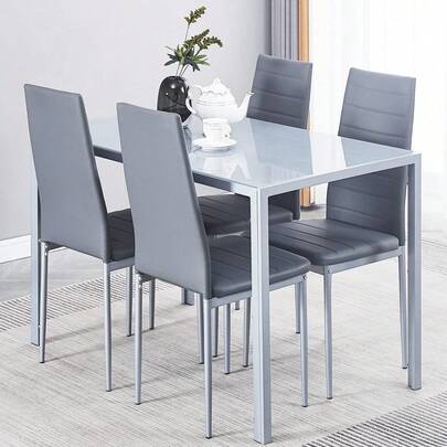 OYAJIA Set Of 4/6 Dining Chair, Faux Leather Fabric Upholstered Seats, With Metal Legs, Full Three-Dimensional Backrest, For Kitchens Bedroom Dressing Room Home