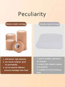 4 Rolls Medical Adhesive Bandages, Elastic Breathable Sports Self-Adhesive Tape, Beige Finger Wrap Bandage For Wrist, Ankle, First Aid For Emergency Kit Bag