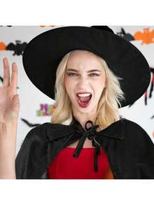 1 件万圣节服装角色扮演吸血鬼斗篷，女巫黑色和红色斗篷，成人死神黑色连帽斗篷 - 彩色 - 查看 3